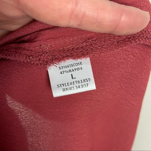 Garmentory Lumiere Pink Tie Cold Shoulder Bell Sleeve Boho Top Size Large Boho L - Picture 7 of 13